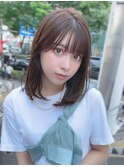 大人気ロブスタイル／内巻き／くびれ／ミルクティーカラー