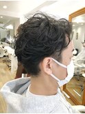 メンズショート　マッシュ　センターパート　メンズパーマ