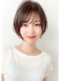 大人可愛い20代30代40代小顔ウルフレイヤーボブ丸みショートボブ