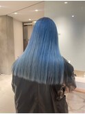 【川辺晴加】ぱっつんロングxアイスブルー/デザインカラー