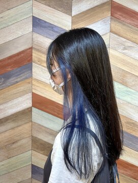 ヘアートゥリース(hair trees) インナーカラー×ブルー×ロング