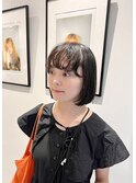 前髪パーマ×ぷつっとボブスタイル