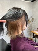 大人可愛いストレートくびれボブインナーカラー肩ライン外ハネ