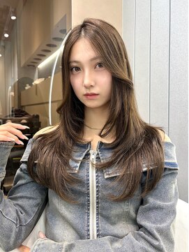 グロー オオミヤ アネックス 大宮(GLROW OMIYA ANNEX) ロングレイヤー秋カラー韓国トレンドヘアマロンブラウン