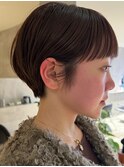 夏カラー！マッシュショート×ブラウン×ブリーチなし透明感ヘア