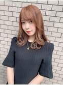 前髪 顔周りレイヤー レイヤーロング ハイトーンベージュ