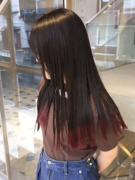 ヲタク(wotaku.) 裾カラーレッドカラー毛先カラーワインレッドグラデーション髪色