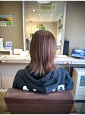 シャドールーツxピンクベージュウルフヘアバレイヤージュ