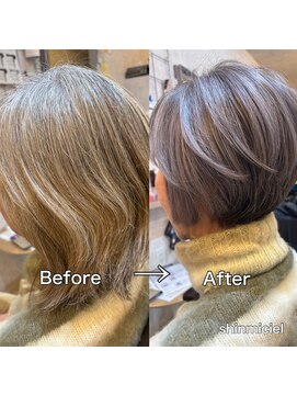 シンミシエル 京都北野白梅町(shinmiciel) ナチュラルボブ前髪ありイメチェン30代40代50代60代ショート