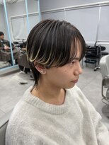 プリアバイポプルス 渋谷(pria by popls) フェザーパーマシャドウパーマダークブラウン毛流れパーマ