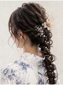 20代30代 編みおろしヘア 結婚式ヘアアレンジ