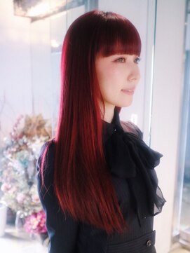 ランド(LAND) 前下がりクラッシックロング ワインレッドカラー