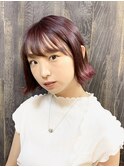 ボブ　×   ピンク　×   裾カラー