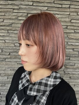ハイバレーヘアーメゾン(HIGH VALLEY HAIRMAISON) ピンクベージュ顔周りウルフブリーチウルフボブデザインカラー