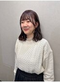 ココアベージュ大人ガーリーウェーブミディアム似合わせカット