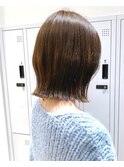 say.切りっぱなしボブ外ハネボブアッシュ簡単ヘア原宿表参道丸顔