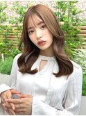 20代30代40代◎前髪パーマ韓国風巻きくすみベージュお団子ヘア