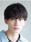 波巻きパーマ緩めシャドウパーマメンズパーママッシュウルフヘア