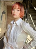 「モリ」オレンジ×ブラウンのコントラストボブ