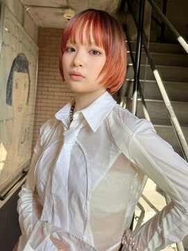 ダブ アオヤマ(DaB AOYAMA) 「モリ」オレンジ×ブラウンのコントラストボブ