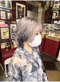 ウルフカットラベンダーホワイトカラーインナーカラー