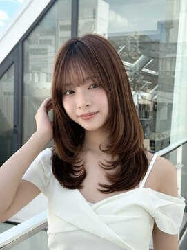 シーシンジュク 新宿南口(Sea shinjuku) ココアベージュ×レイヤー[小顔/黒髪/オリーブグレー]