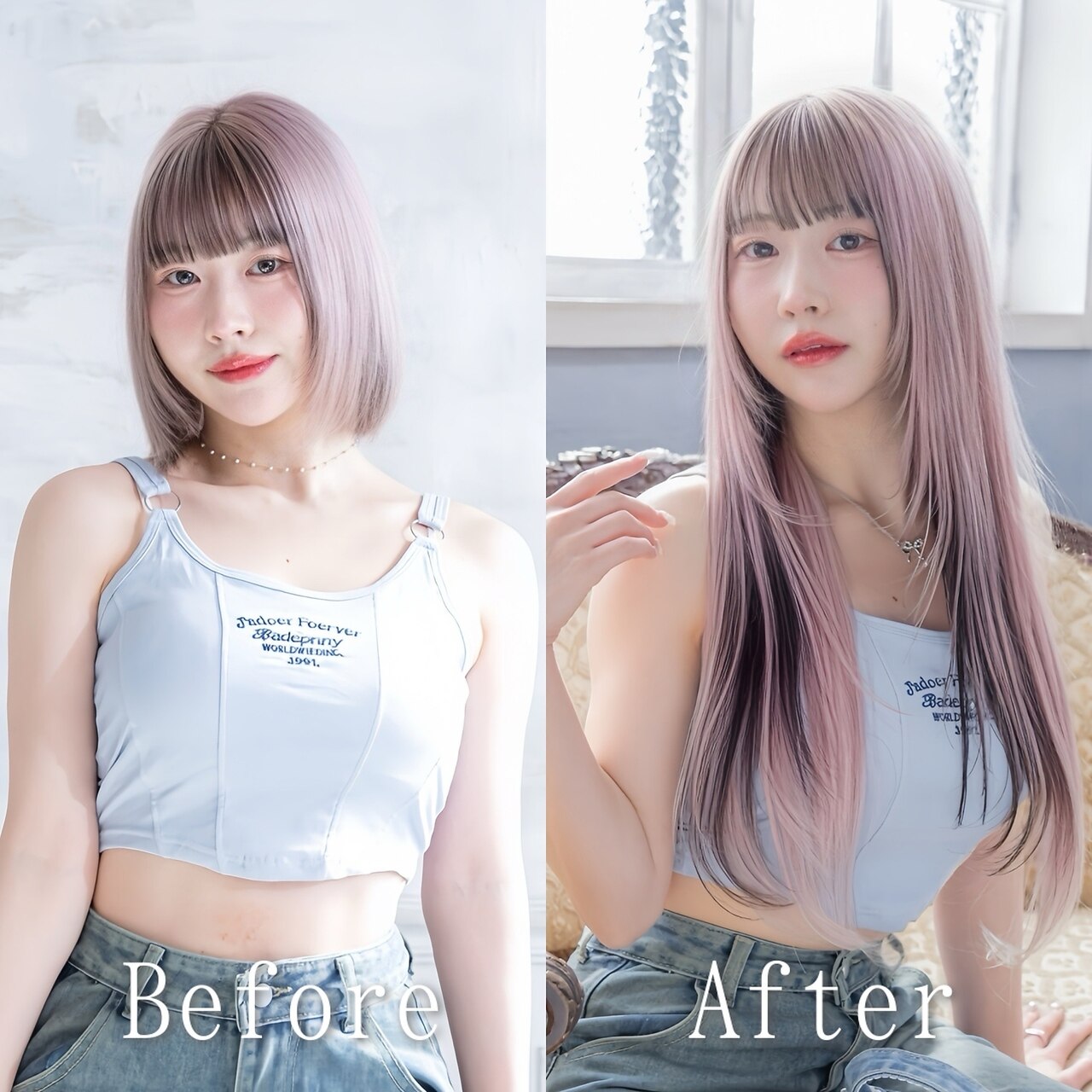 アッシュベージュ#シールエクステ#フェイスフレーミング#新宿