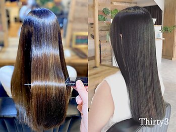 サーティースリー 石川町店(Thirty3)の写真/[髪質改善]酸性縮毛矯正で、くせうねり広がりを抑えて艶のある柔らかな髪に。