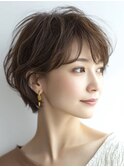 大人ショート 白髪ぼかし 白髪染め ハイライト 40代50代60代