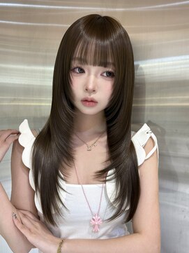 ルームバイシー 新宿(Loom. by Sea) ワンホンレイヤー×ダークブルー[デジタルパーマ/ボブ/韓国]