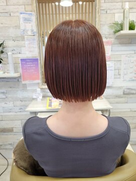 フゥカ 売市店(fuka) 切りっぱなしボブ×ケアカラー×艶カラー