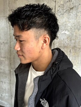 アルフレッド 平針店(alfRed) ツーブロック アップバング メンズショート 黒髪 爽やか