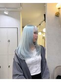 ペールブルー×レイヤーカット @kasumistgram アンククロス新宿