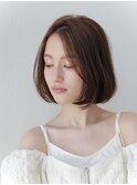 大人かわいい前髪セシルカットココアブラウンフリンジウェーブ