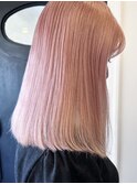 ダブルカラーピンクベージュベージュカラーケアブリーチレイヤー