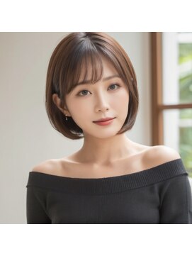 エリマ 横浜西口(elima) 横浜西口イルミナカラー切りっぱなしボブアッシュベージュ40代