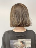 オリーブグレージュ/小顔に見せるヘア/ココアベージュ/ボブ