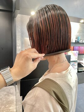 ケンジ 横浜(KENJE) ルーツカラー/切りっぱなしボブ/オレンジカラー/横浜美容院