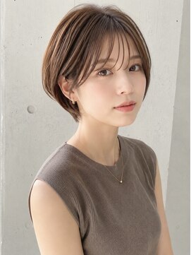 ノア 三宮店(NOA) 【NOA】丸みショート×ブラウンベージュ耳掛けハンサムショート