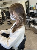 20代30代大人かわいい艶感グレージュインナカラー外ハネボブ
