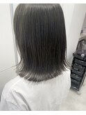 切りっぱなしボブ/ブリーチなしグレージュ/オリーブグレージュ
