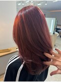 ミルクティーベージュピンクベージュカラー顔周りレイヤー韓国