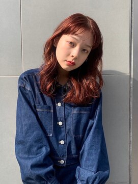 アッド バイ ケーツー(add by K-two) 暖色系カラー/チェリーレッド/ロングウェーブ