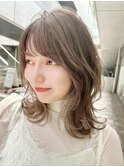 シースルーバング透明感カラーオリーブベージュ髪質改善