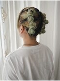 タイトリボンアレンジ/個性派ヘアセット/結婚式お呼ばれヘア