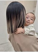 大人パッツンボブ◎エアタッチバレイヤージュ◎ブリーチ髪質改善