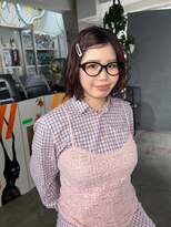 マトペ&nbsp;チェリーレッド　ブリーチなしカラー　暖色ボブ