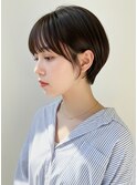丸みショートボブ◎小顔×前下がりレイヤー艶髪モカブラウン