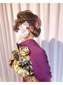 紫インナーカラー見せヘアセット【みのり】