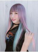 ロングシールエクステ/ホワイトピンク/アクアブルー/ヘアカラー